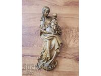Sculptură vintage în lemn „Madona cu pruncul”
