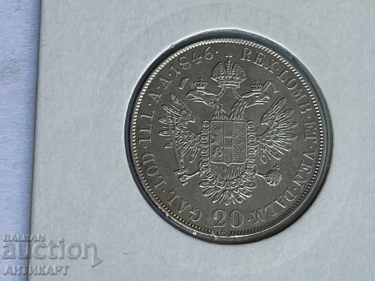 Redka ασημένια νομίσματα Αυστρίας 20 κρόιτσερ 1846 με τιμή € 42.00 | 82.15 BGN