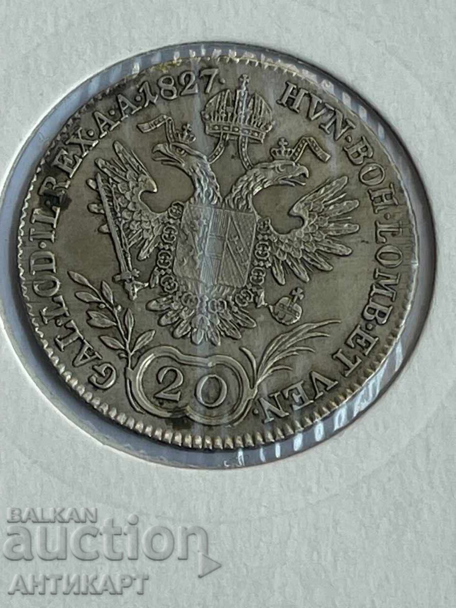 Σπάνιο ασημένιο νόμισμα Αυστρία 20 κρόιτσερ 1827