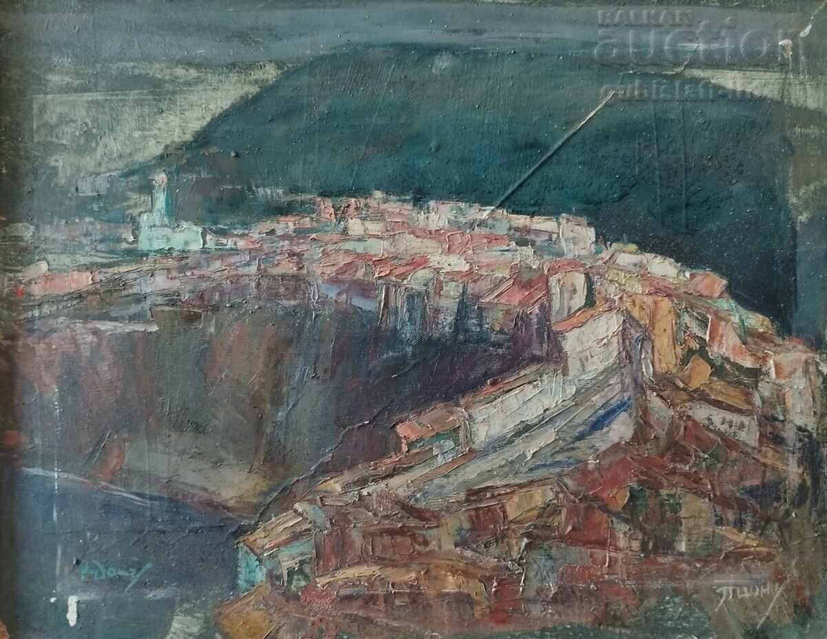Tablou "Veliko Târnovo", pictor Nikola Doncev, anii 1960 cu preț € 600.00 | 1173.50 BGN Tablou "Veliko Târnovo", pictor Nikola Doncev, anii 1960 cu preț € 600.00 | 1173.50 BGN