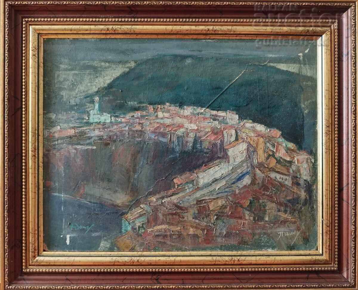 Tablou "Veliko Târnovo", pictor Nikola Doncev, anii 1960 Tablou "Veliko Târnovo", pictor Nikola Doncev, anii 1960