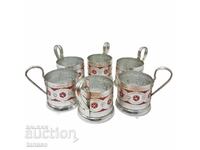 Suporturi de pahar sovietice din aluminiu 6 buc (10.4)