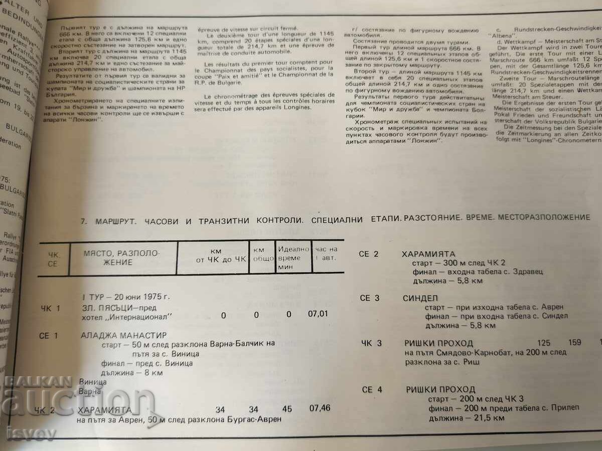 Доставка на Международно рали Златни пясъци правилник 1975г.