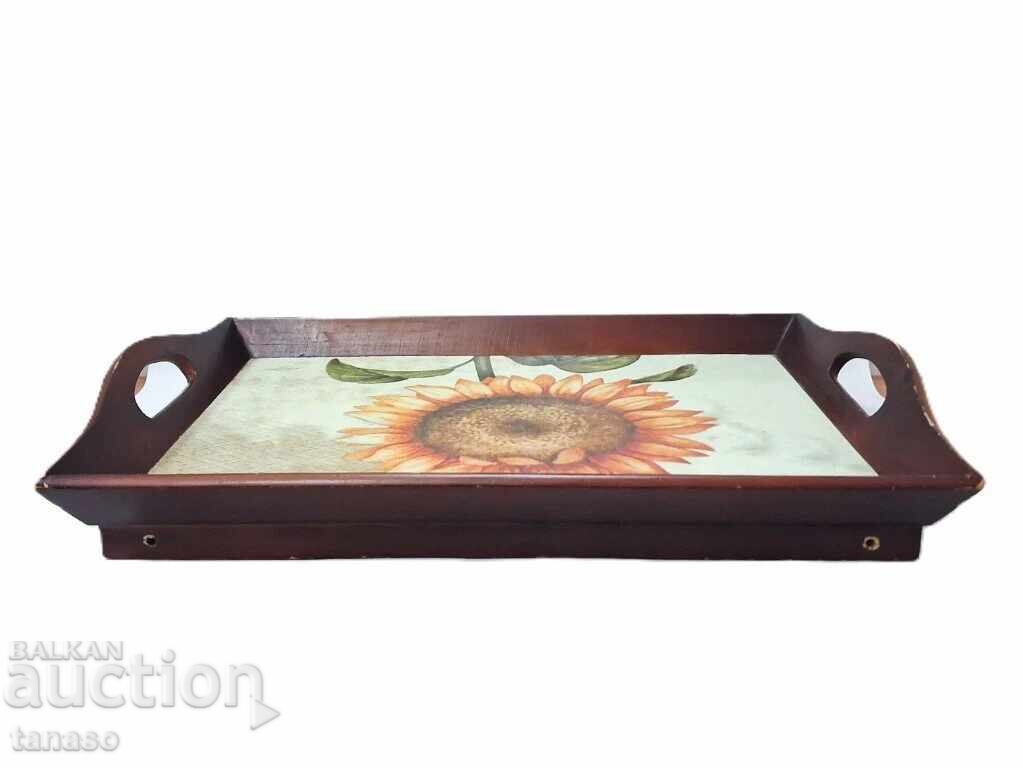 Παράδοση Χειροποίητος ξύλινος δίσκος με ηλιοτρόπιο (11.1)