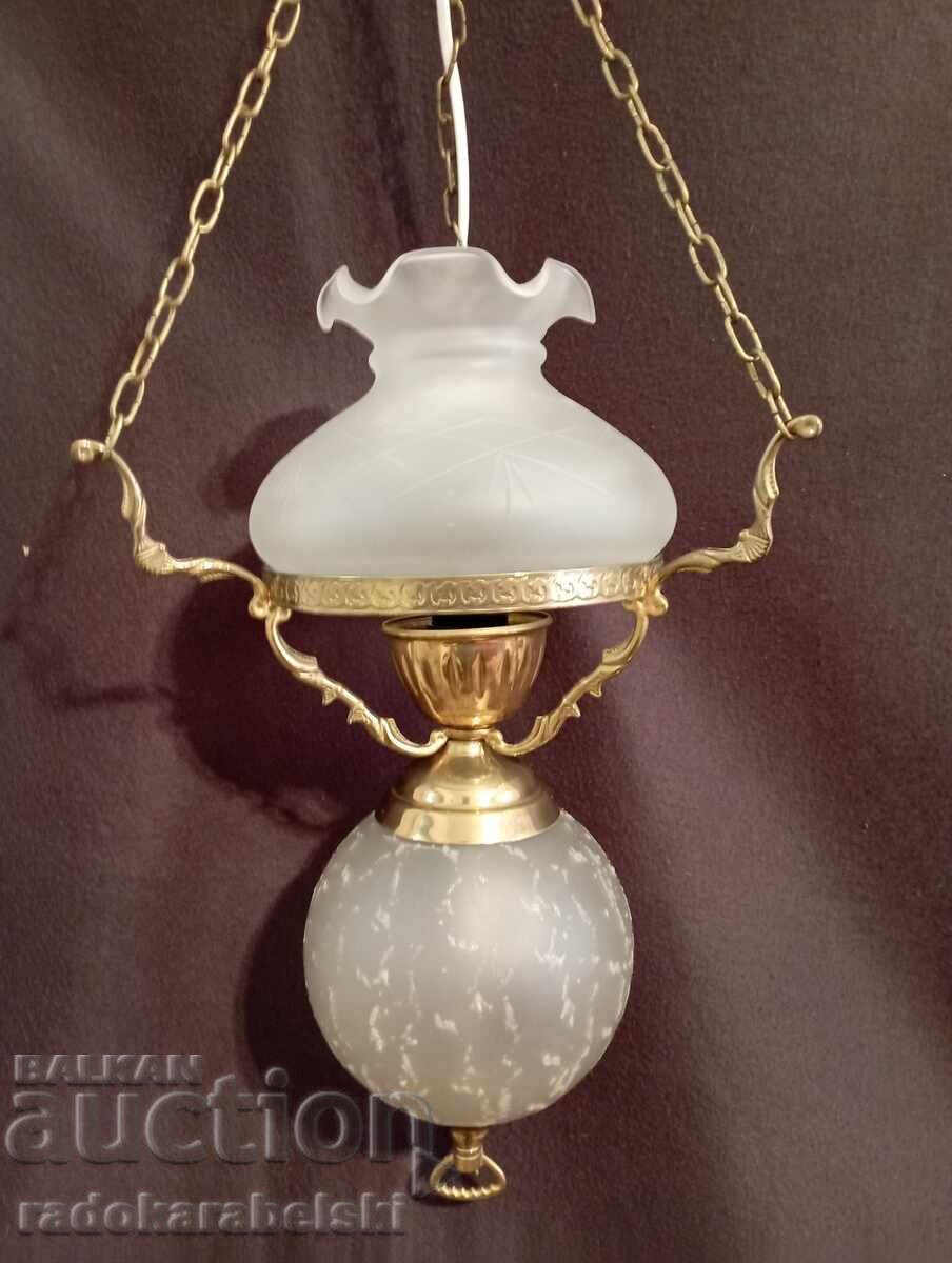 Δημοπρασία Παλαιός πολυέλαιος μπαρόκ με γυάλινο αμπαζούρ