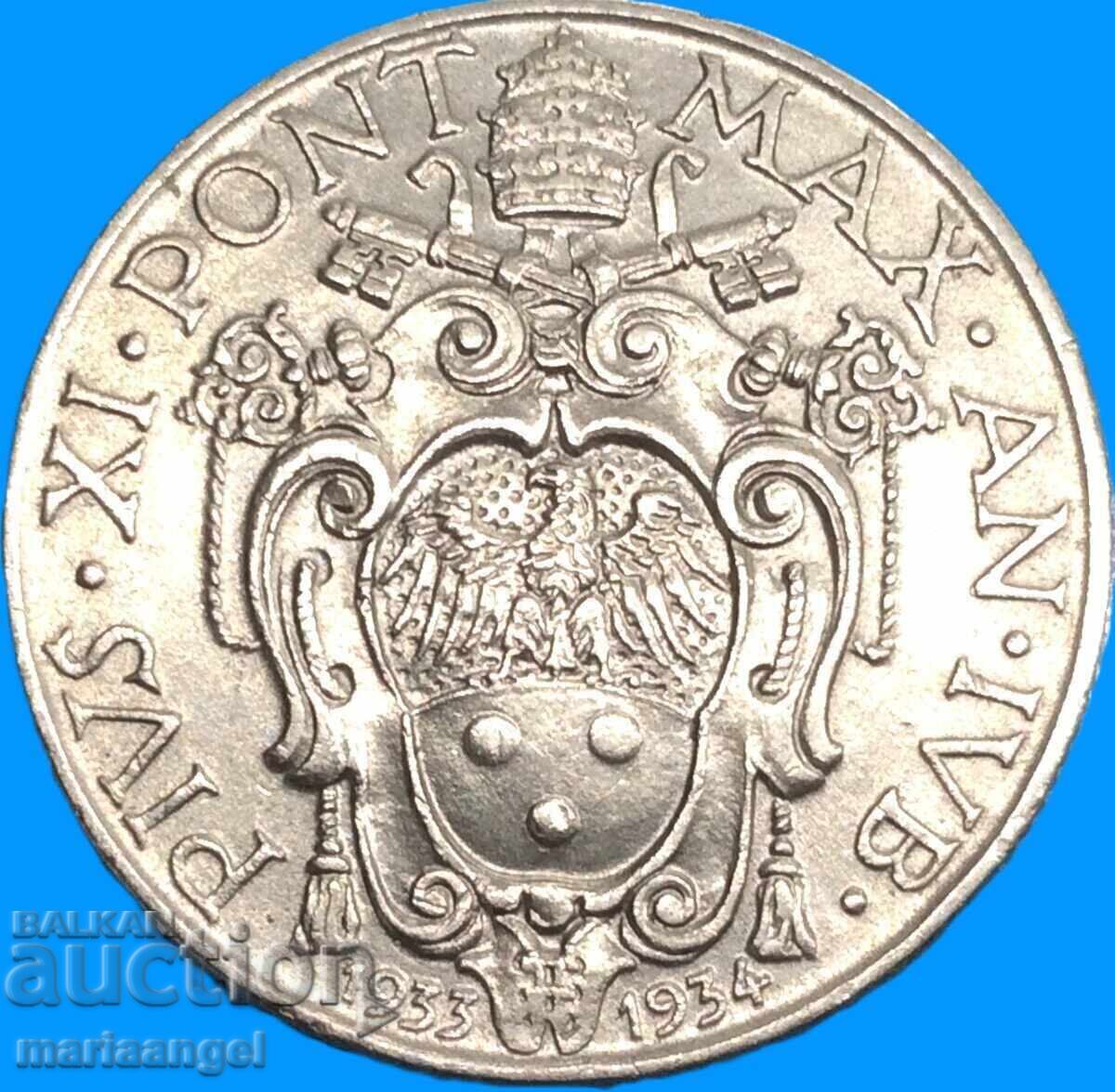 1 Lira 1933-1934 Vatican, mintage 80,000 pcs. Jubilee - 6