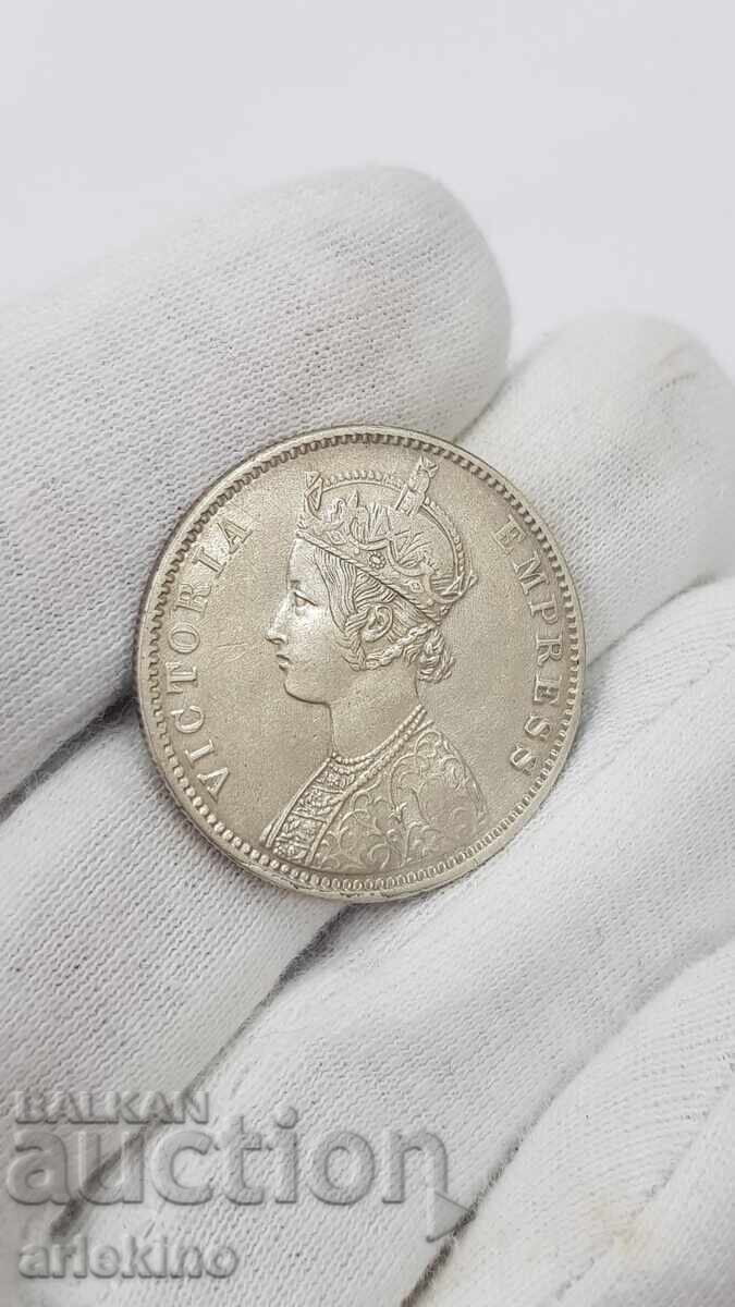 Рядка сребърна монета 1 Рупея 1886 - Британска Индия - 6 Рядка сребърна монета 1 Рупея 1886 - Британска Индия - 6