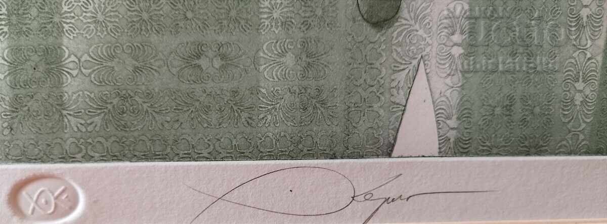 Tablou, grafică „Osumnala sled nyakoe otlitane”, art. H. Kerin - 7