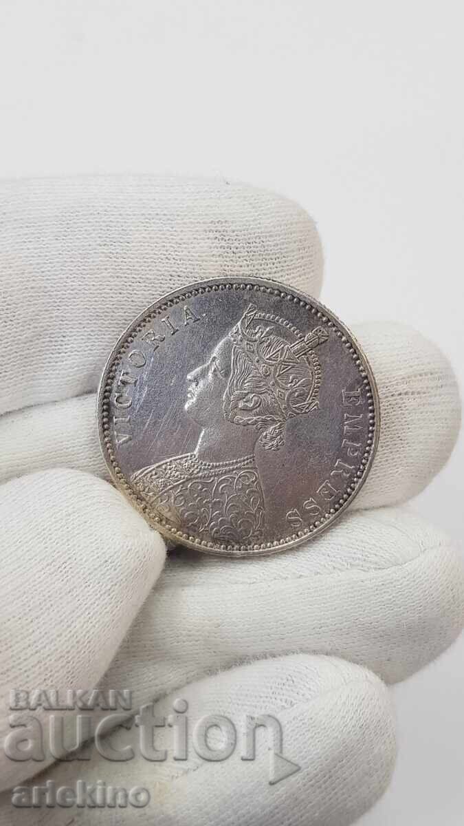 Σπάνιο ασημένιο νόμισμα 1 Ρουπία 1879 - Βρετανική Ινδία - 5