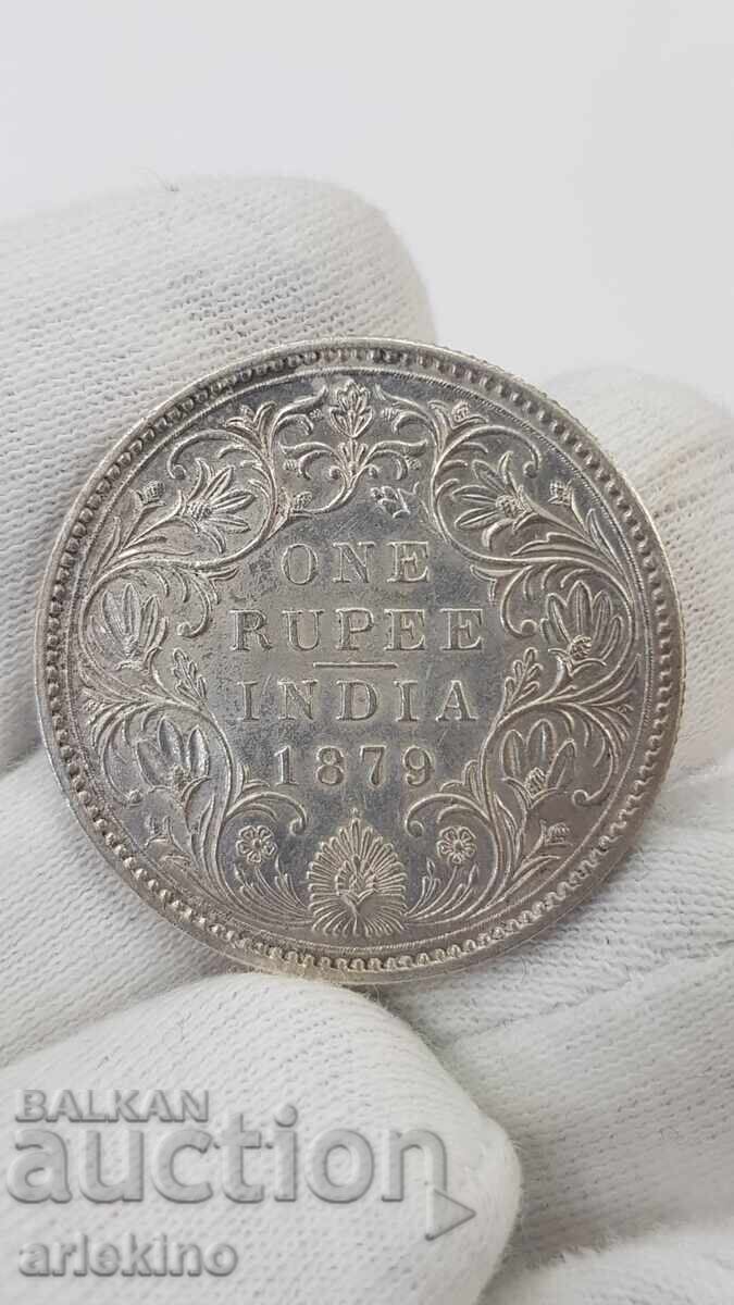Σπάνιο ασημένιο νόμισμα 1 Ρουπία 1879 - Βρετανική Ινδία