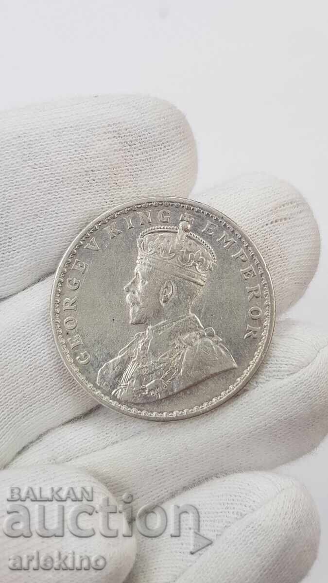 Σπάνιο ασημένιο νόμισμα 1 Ρουπία 1919 - Βρετανική Ινδία - 5