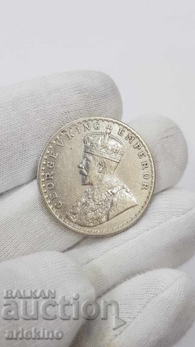 Monedă rară de argint 1 Rupie 1916 - India Britanică - 5