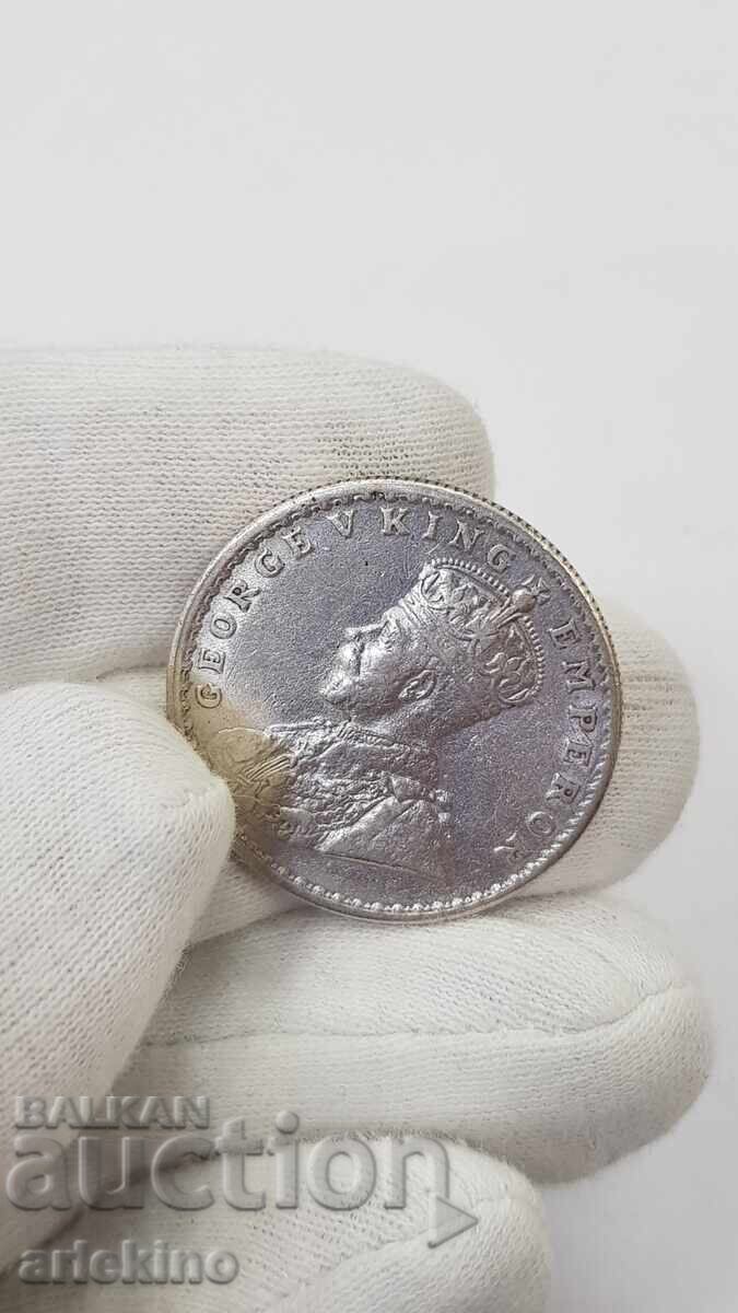 Monedă rară de argint 1 Rupie 1916 - India Britanică - 6