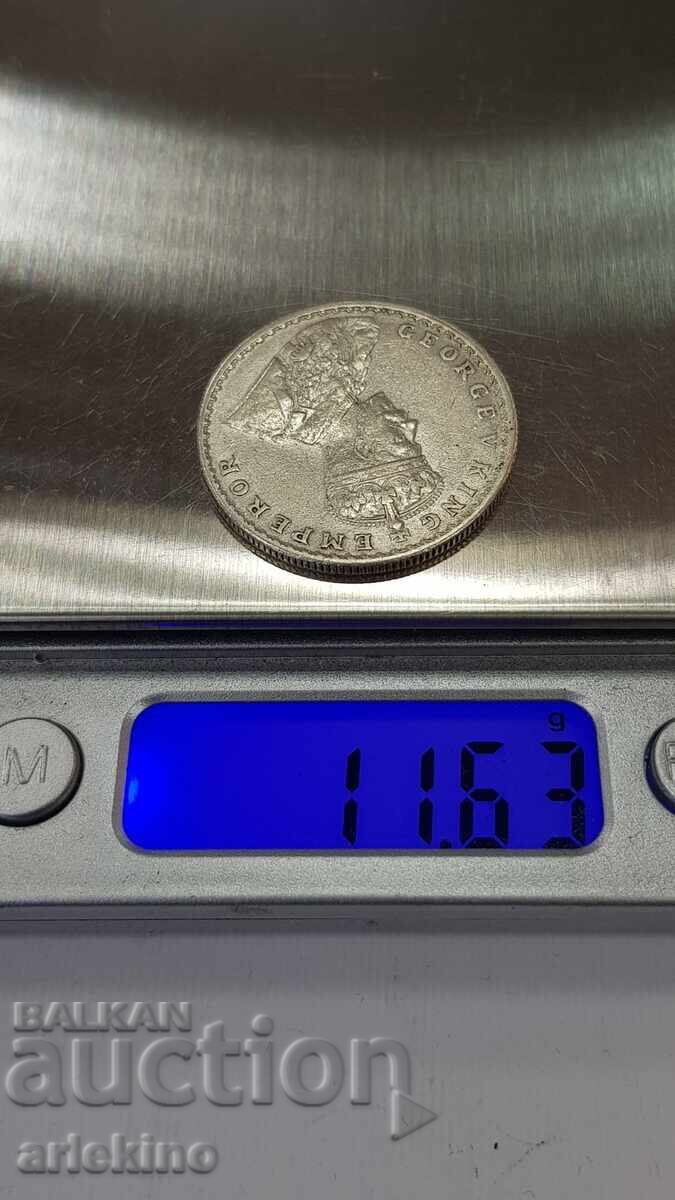 Monedă rară de argint 1 Rupie 1916 - India Britanică - 7