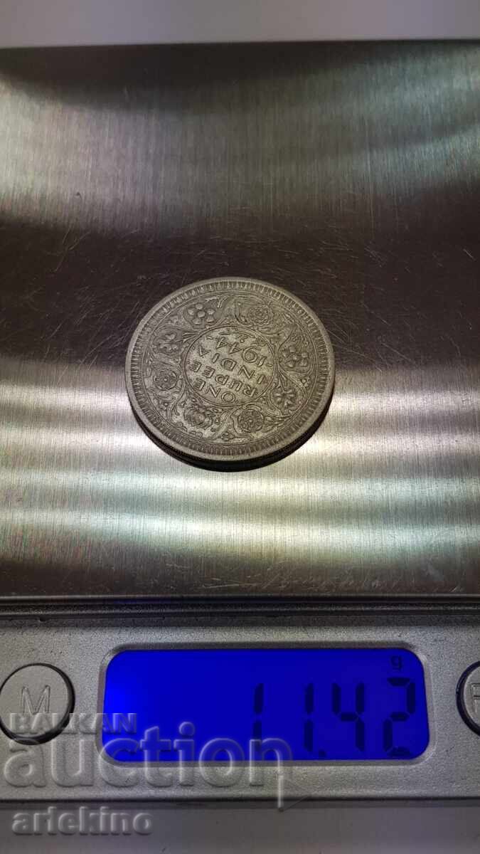 Monedă rară din argint 1 Rupie 1944 - India Britanică - 6