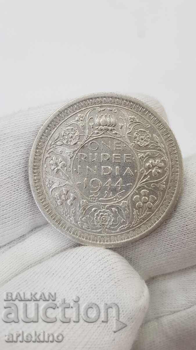 Monedă rară din argint 1 Rupie 1944 - India Britanică