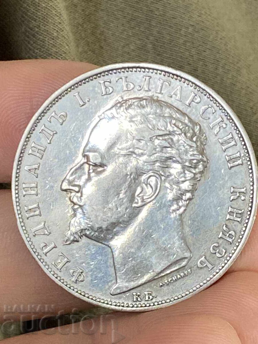 Principatul Bulgariei 5 leva 1894 Ferdinand argint Principatul Bulgariei 5 leva 1894 Ferdinand argint