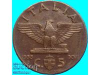1938 5 чентесими Италия Орел бронз