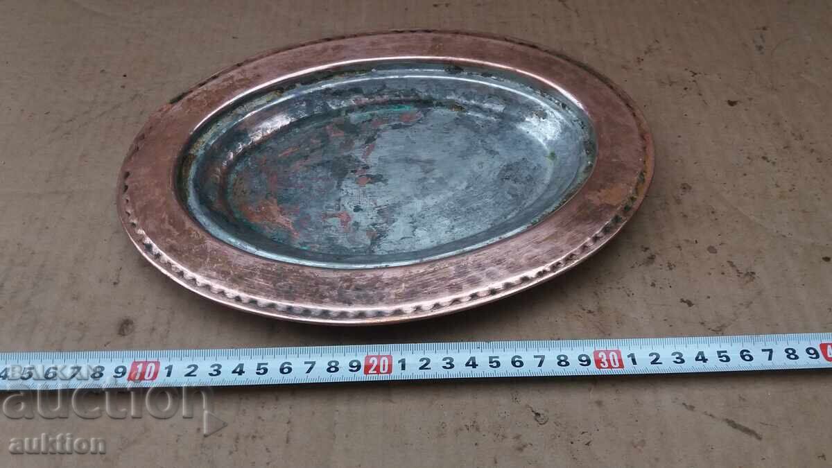Auction REVIVAL PERIOD FORGED COPPER TRAY, BOWL FOR SWEETS Auction REVIVAL PERIOD FORGED COPPER TRAY, BOWL FOR SWEETS