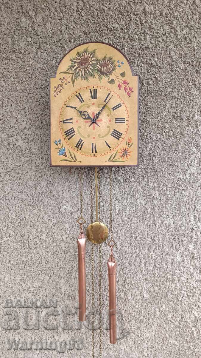 Ceas de perete cu greutăți - Schatz - Fabricat în Germania - 1970