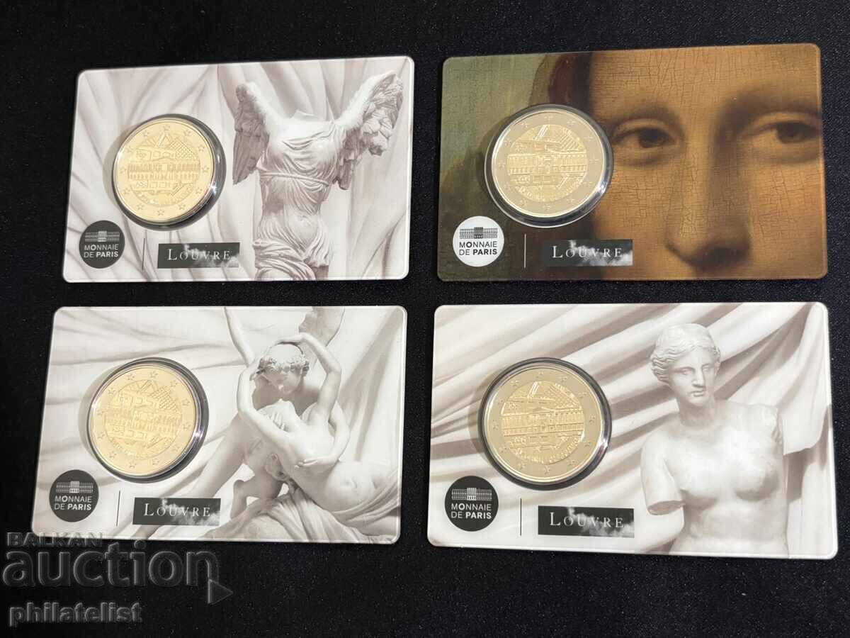 Auction  France 2025 Set - Louvre Museum - 4 coins 2€ BU