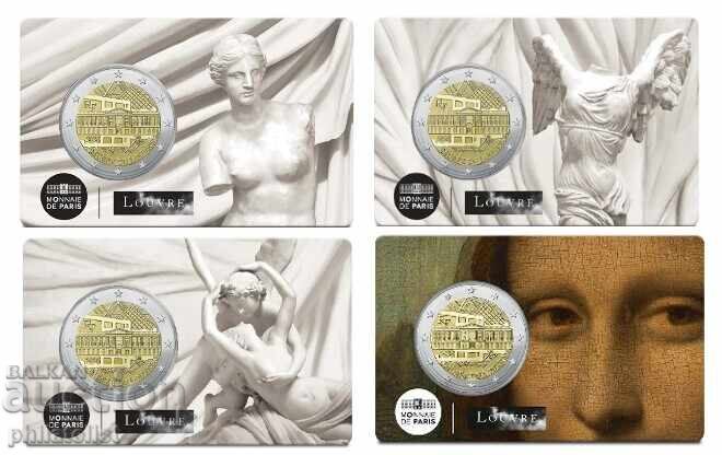 France 2025 Set - Louvre Museum - 4 coins 2€ BU - 7