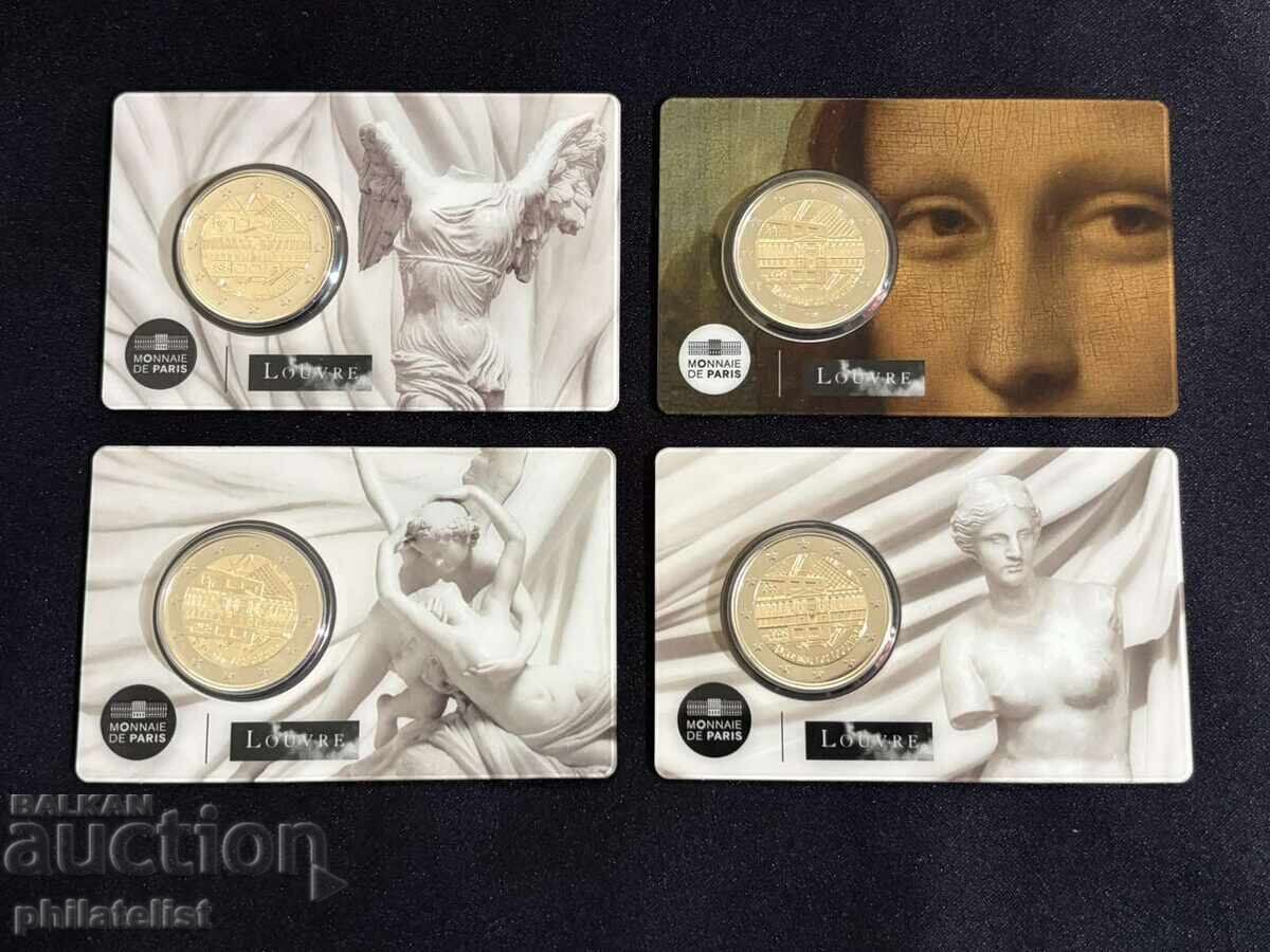 France 2025 Set - Louvre Museum - 4 coins 2€ BU