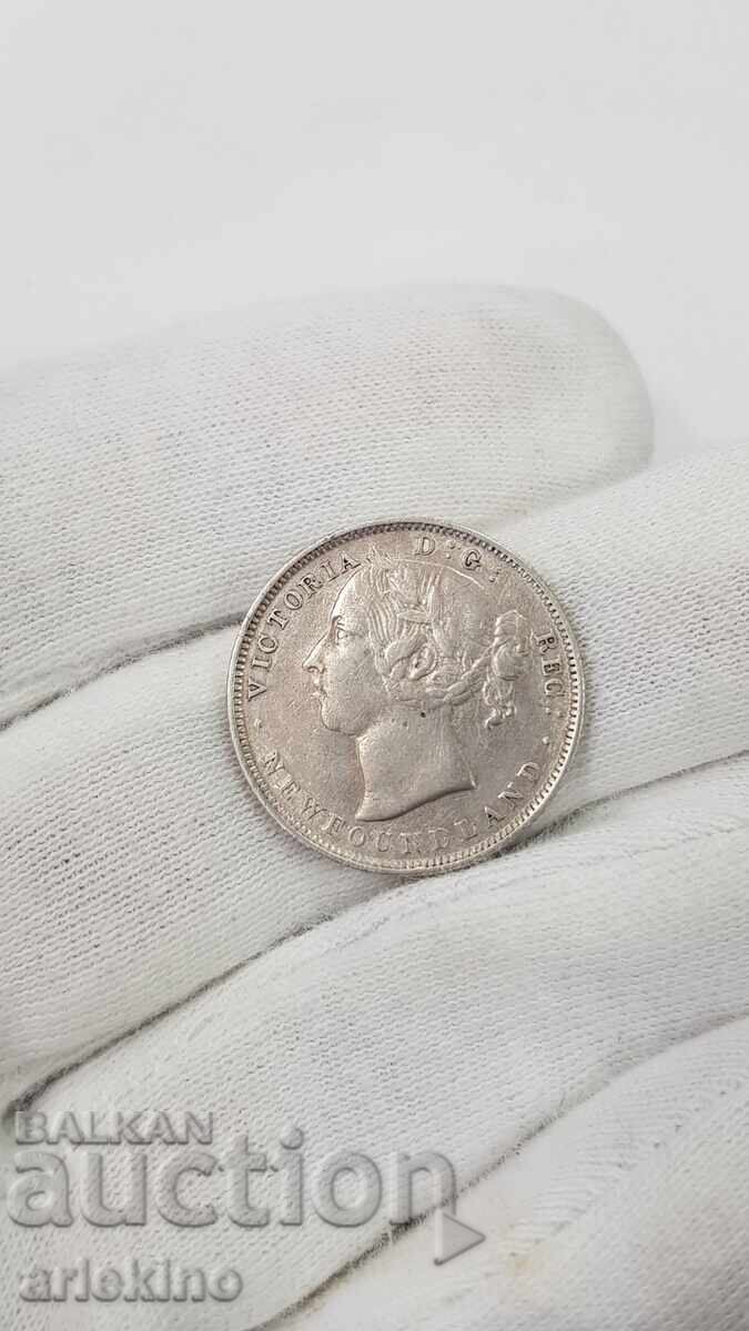 Много рядка сребърна монета 20 цента - 1899 - NEW FOUNDLAND - 6