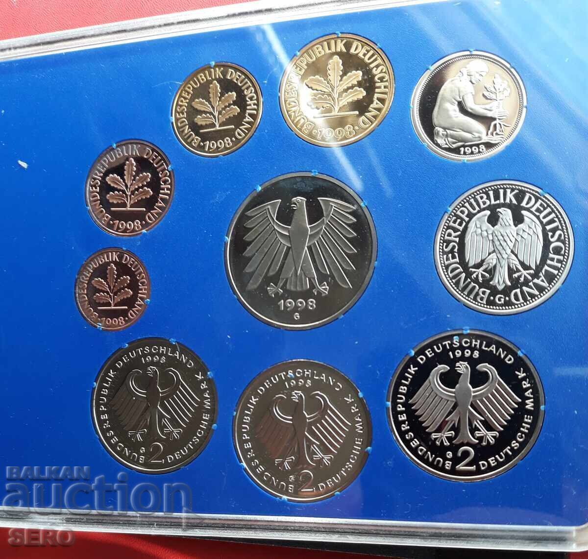 Доставка на Германия-СЕТ 1998 G-Карлсруе-10 монети/1х5 марки,3х2 марки/