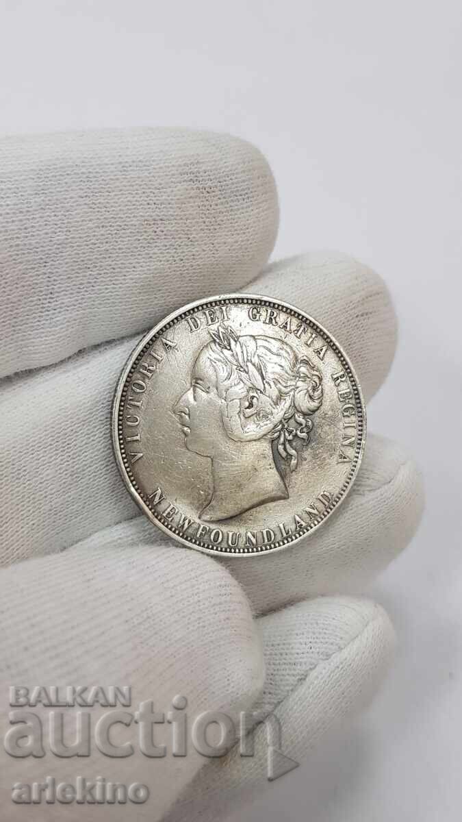 Livrarea Monedă de argint foarte rară de 50 cenți - 1898 - NEW FOUNDLAND