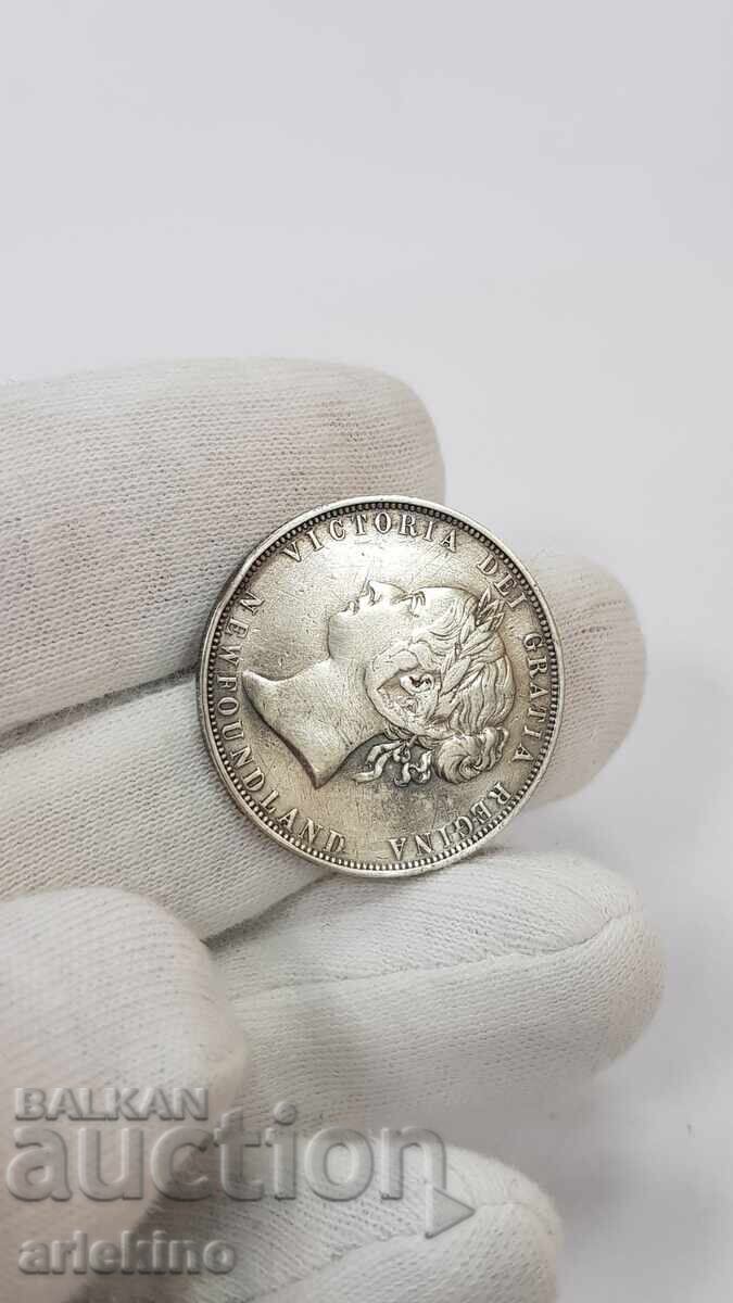 Monedă de argint foarte rară de 50 cenți - 1898 - NEW FOUNDLAND - 5