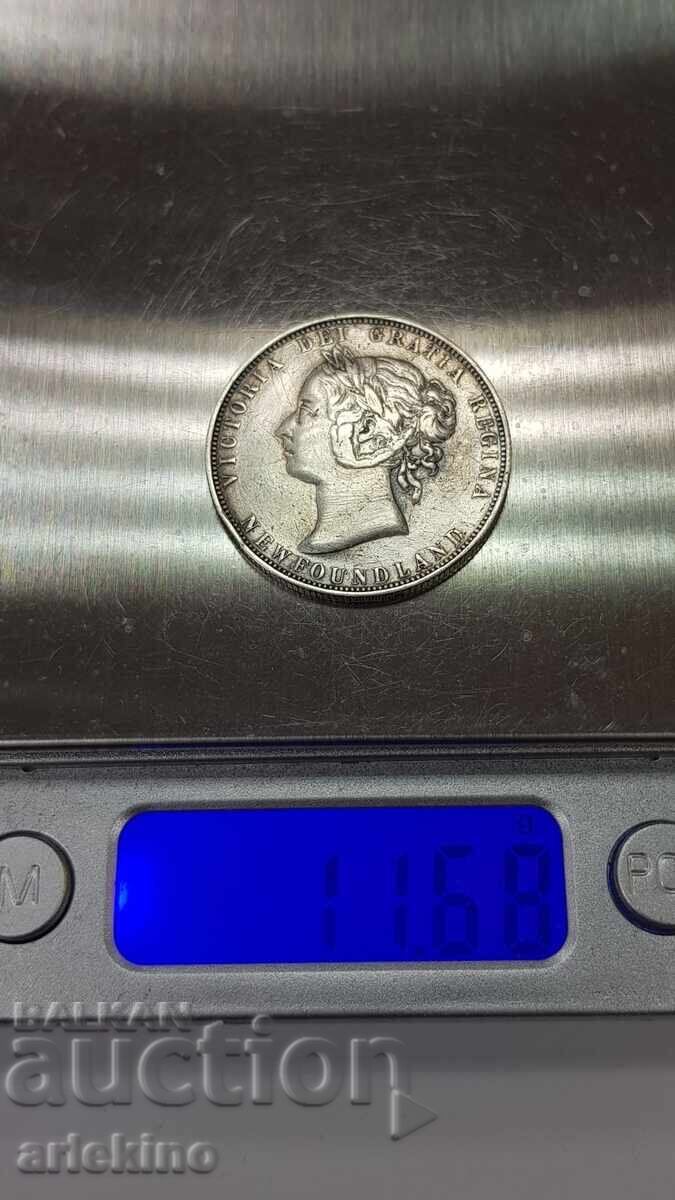 Monedă de argint foarte rară de 50 cenți - 1898 - NEW FOUNDLAND - 6
