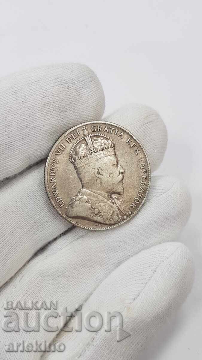 Monedă de argint foarte rară de 50 cenți - 1904 - NEWFOUNDLAND - 6