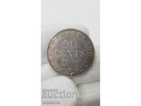 Monedă de argint foarte rară de 50 cenți - 1904 - NEWFOUNDLAND