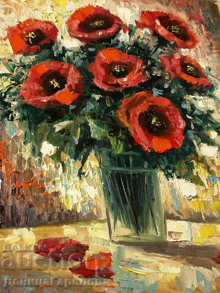 Деница Гарелова картина 30/40 ”Макове” - 5