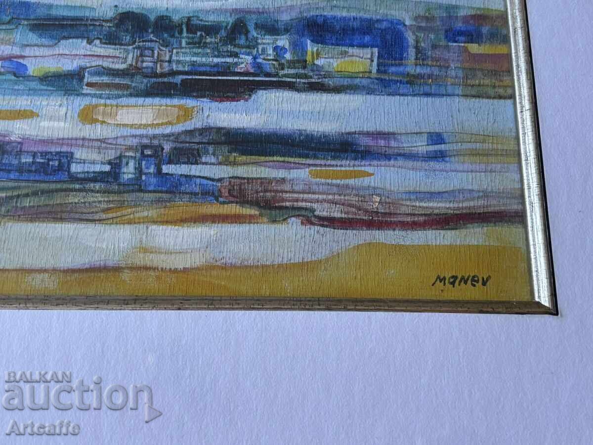 Nicolae Manev - ulei pe placaj, semnată, anii '80 - 5