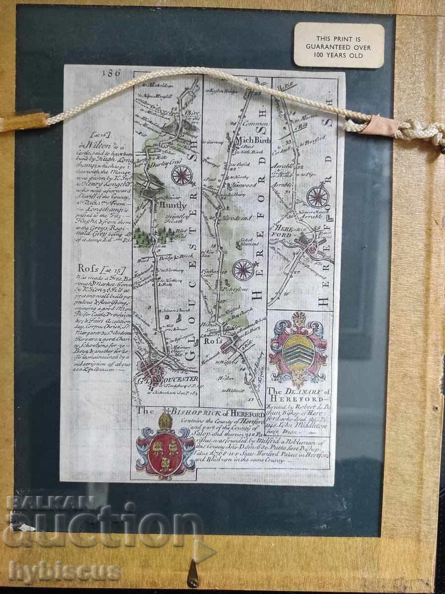 Οδικός χάρτης του 18ου αιώνα από το Γκλόστερ στο Μοντγκόμερι με τιμή € 30.00 | 58.67 BGN