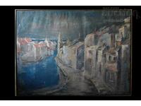 Картина, градски пейзаж, худ. Цв. Цветков (1932-1989)