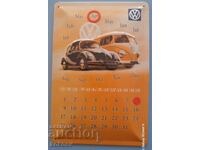 Μεταλλική πινακίδα VW / Volkswagen ανάγλυφη ημερολόγιο