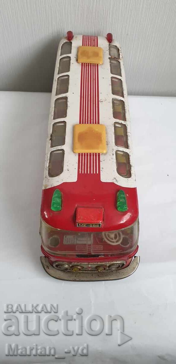 Jucărie socialistă din tablă, autobuz pe baterii, CHINA - 6