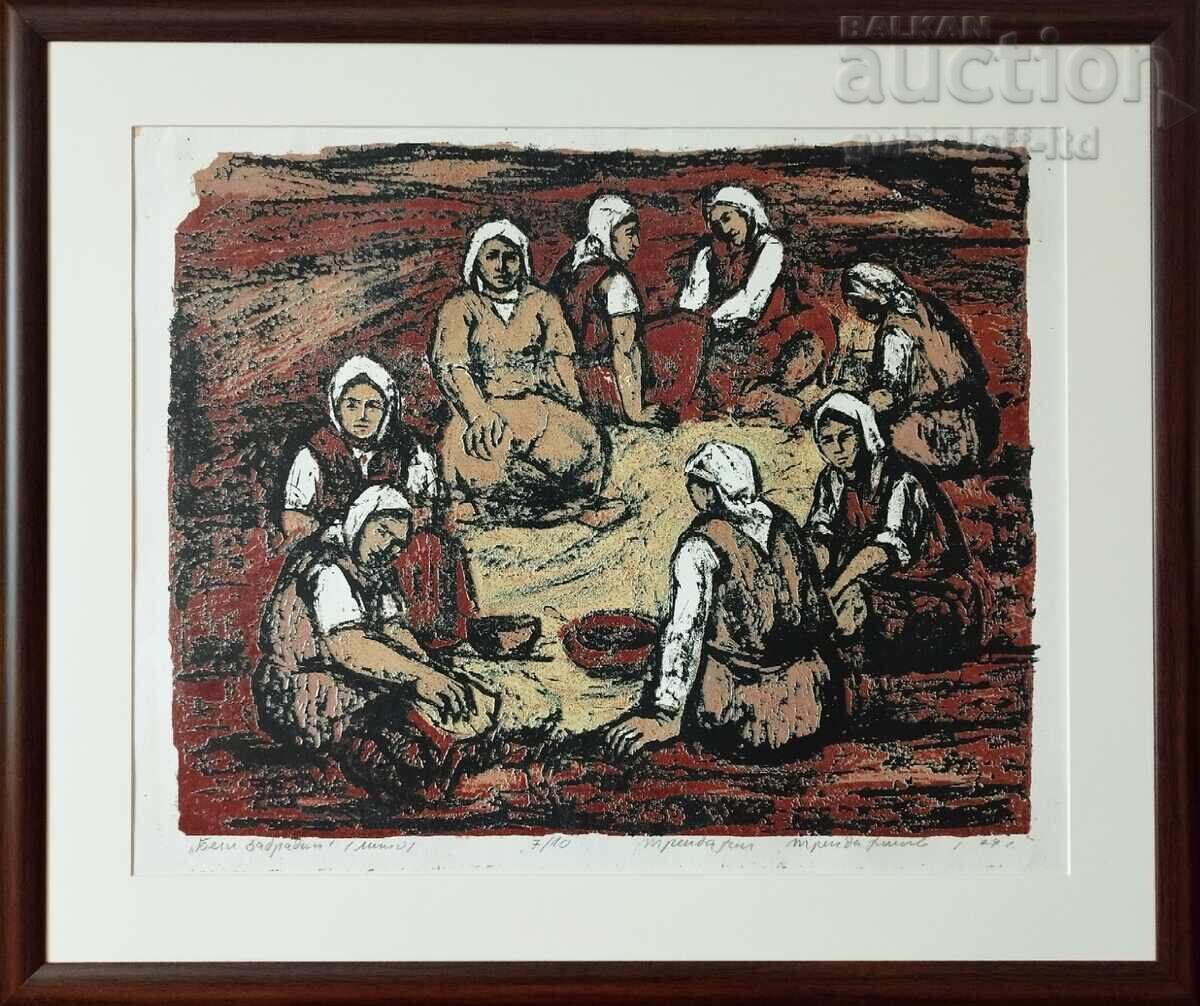 Картина, графика "Бели забрадки", худ. Т. Трендафилов, 1979