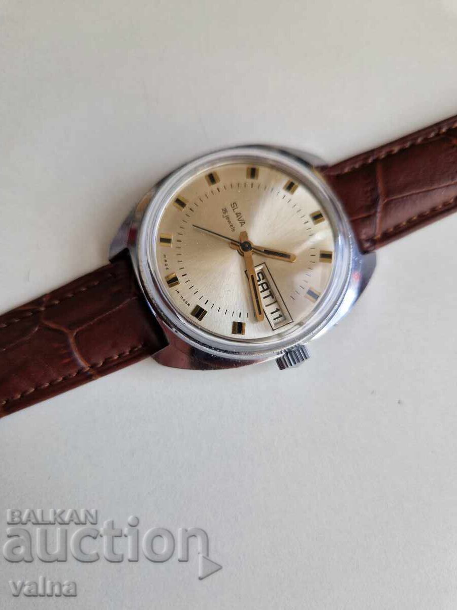 Аукцион SLAVA, cal. 2428, ръчно нав-е, made in USSR, каса – 37мм Аукцион SLAVA, cal. 2428, ръчно нав-е, made in USSR, каса – 37мм