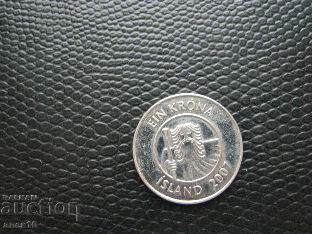 Islandia  1  krona   2007    g