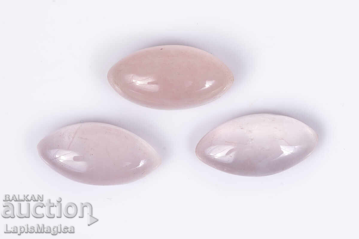 3 broya rozov kvarts 14.5ct, markiz kaboshon