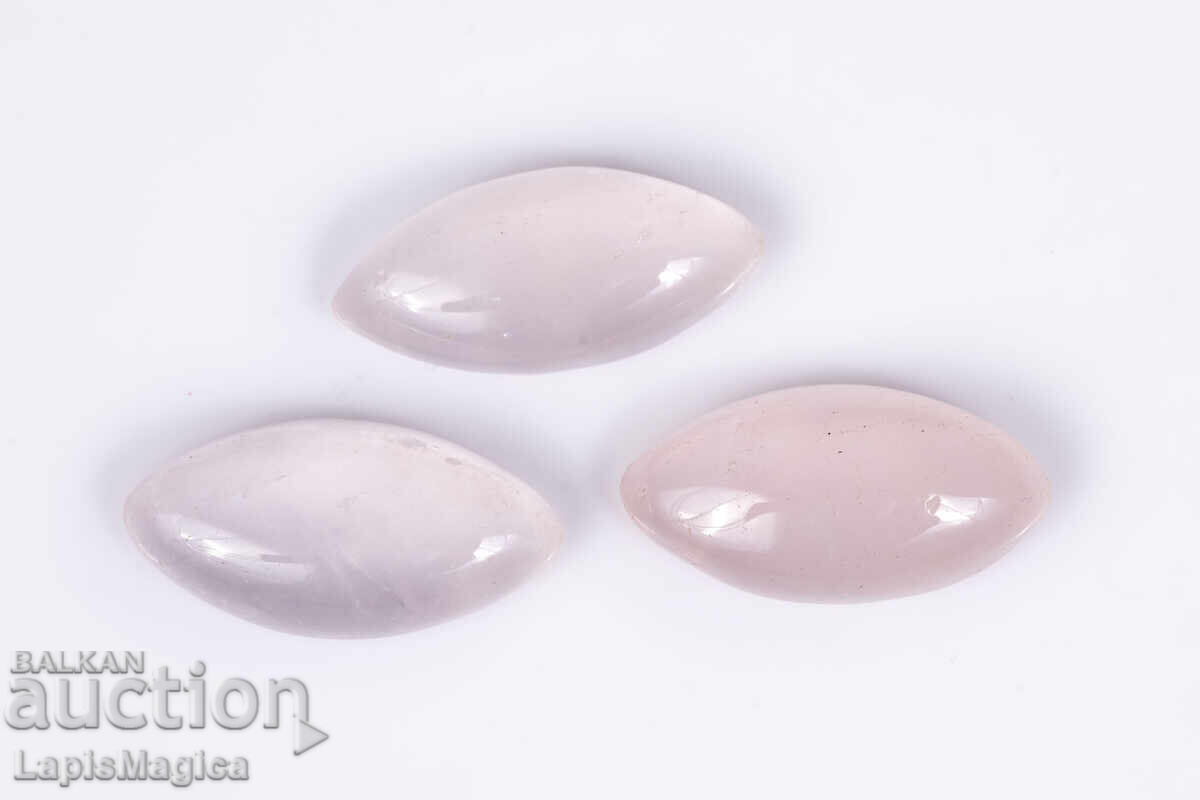 3 τεμάχια ροζ χαλαζίας 11.4ct μαρκίζ καμποσόν