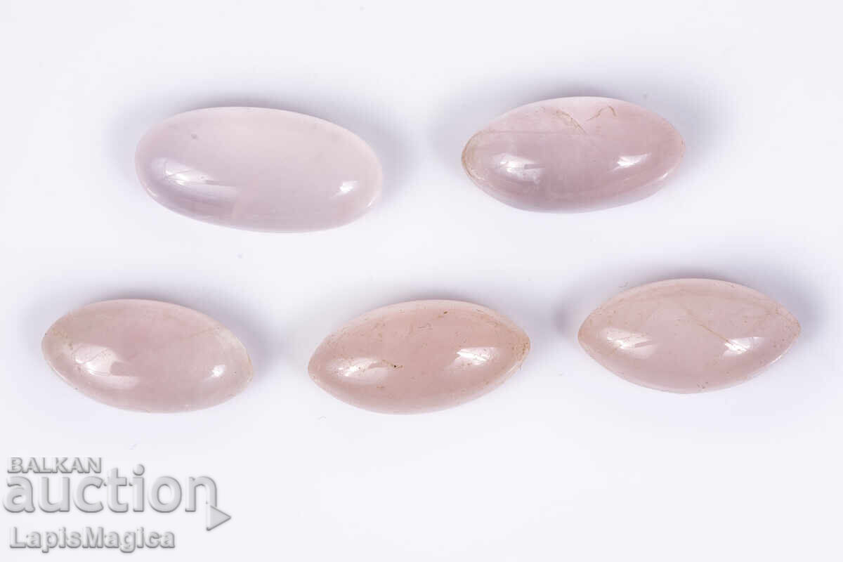 5 bucăți cuarț roz caboșoane 33.5ct oval și marchiz