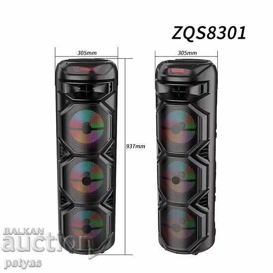 Παράδοση Ισχυρό ηχείο 3x8"+LED; TF, MP3, USB; FM; BT, ZQS8301