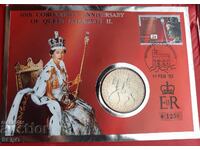 Великобритания-1 крона 1977 и пощ.марка в красив плик