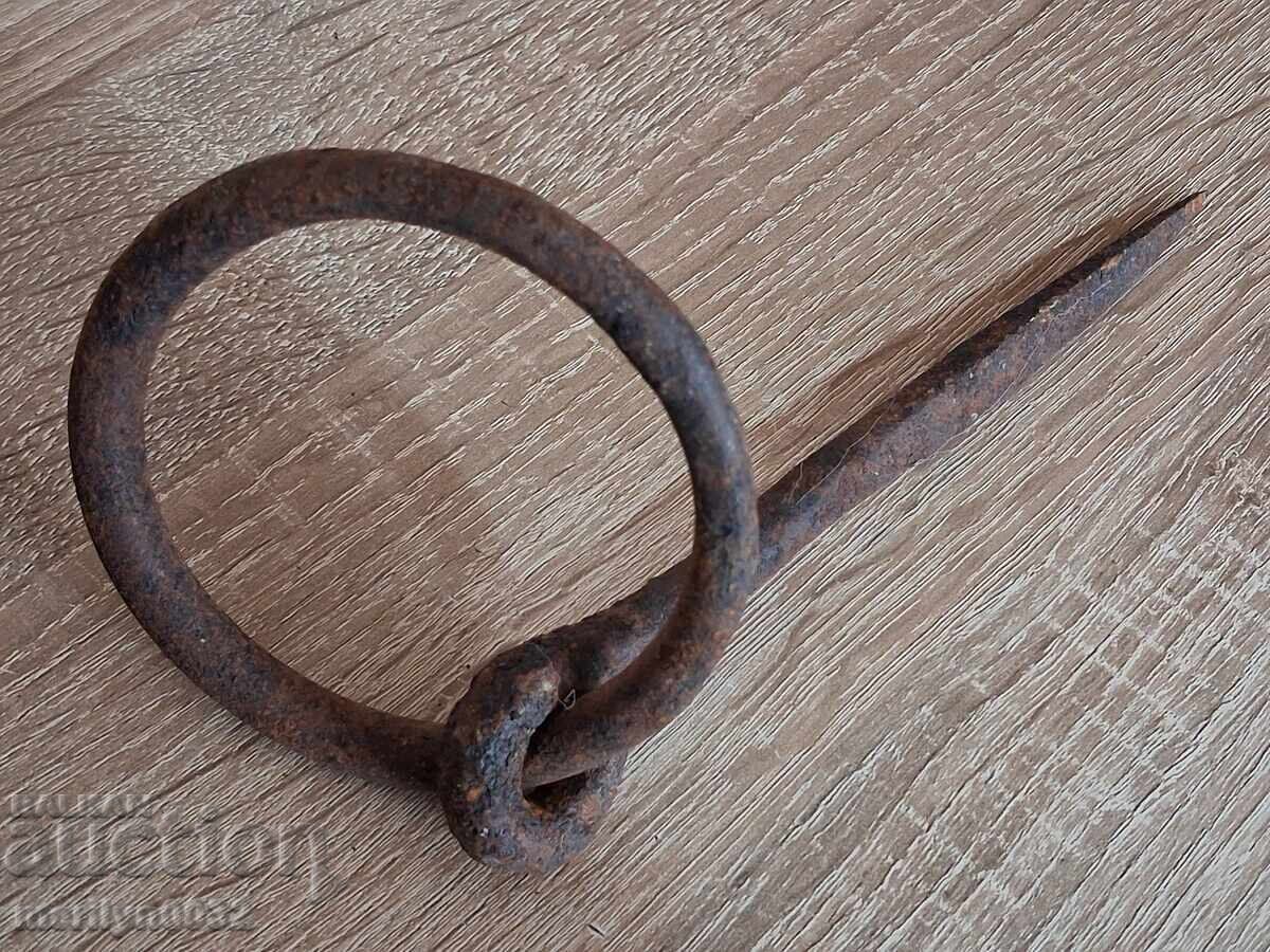 Veche piesă de închidere forjată cu verigă pentru lacăt, fier forjat - 5