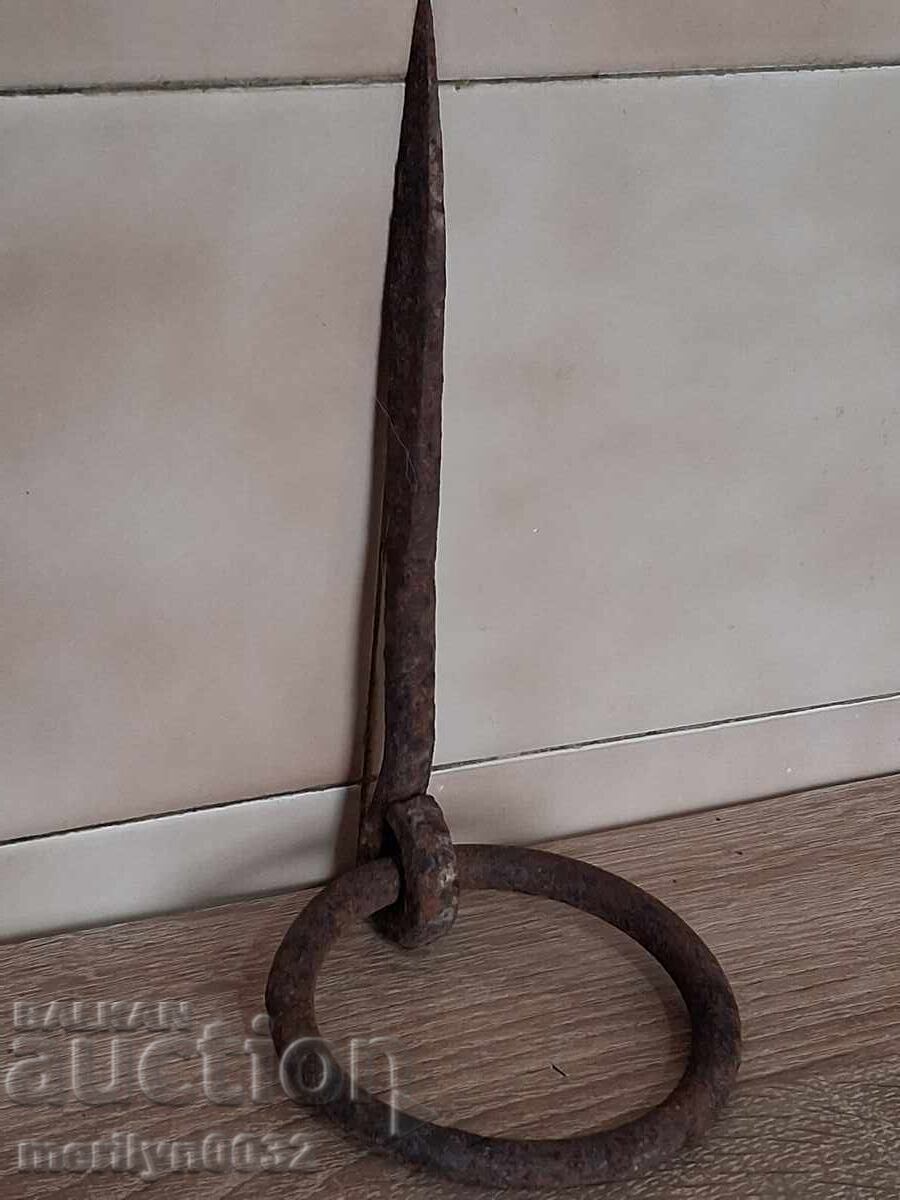 Veche piesă de închidere forjată cu verigă pentru lacăt, fier forjat - 7